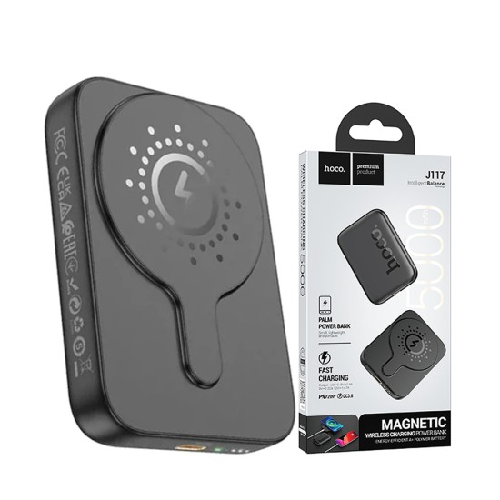 Power Bank Magnético Hoco J117 Esteem PD20W 5000mAh Preto Power Bank Magnético Hoco J117 Esteem PD20W 5000mAh Preto